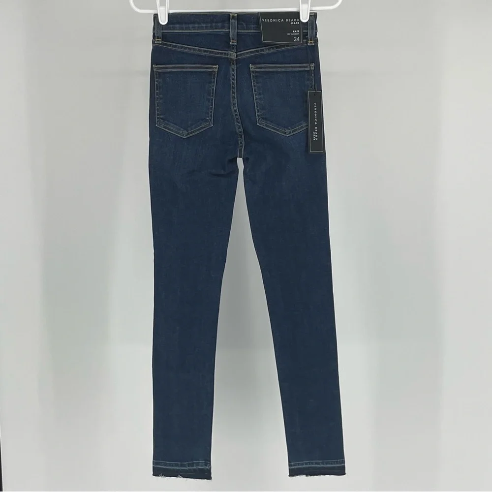 VERONICA BEARD JEANS NWT KATE 10” HIGH RISE SKINNY JEANS 24 VINTAGE WITH FRAY - Picture 3 of 14